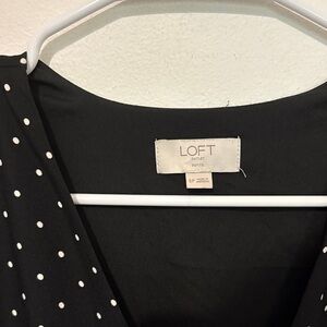 LOFT Black Dress with White Dots